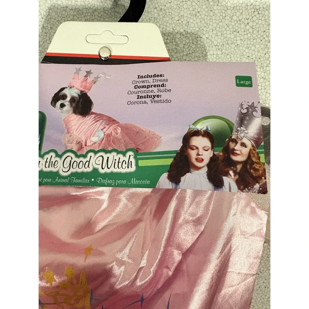 Rubie's Wizard of Oz Glinda the Good Witch Dog Costume LARGE Pink/Silver